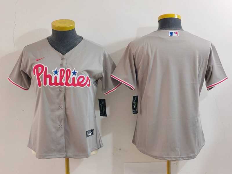 Women%27s Philadelphia Phillies Blank Grey Cool Base Jersey